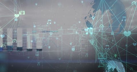 Global Digital Network with Data Processing Elements Overlay - Download Free Stock Images Pikwizard.com