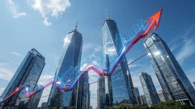 Rising Financial Growth Concept with Skyscrapers and 3D Graph