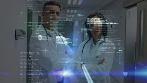 Diverse Doctors with Digital Interface and Data Overlay