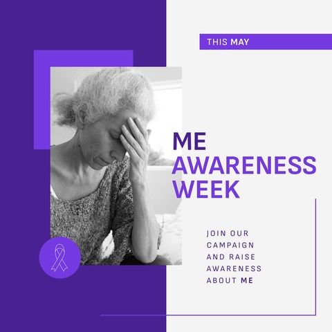 Senior woman raising awareness for me awareness week