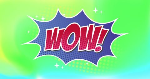 Colorful Comic Style Wow Speech Bubble