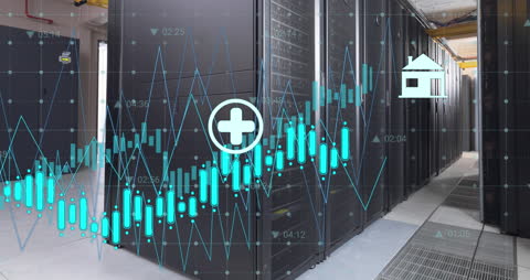 Digital Graph Interface Over Server Room in Data Center