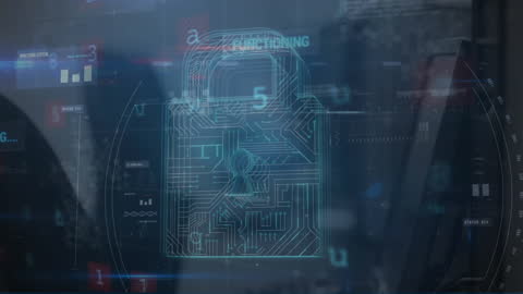 Futuristic Digital Security Padlock Concept