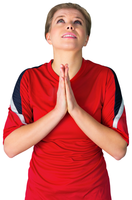 Nervous Football Fan in Red Shirt Looking Up Transparent Background - Download Free Stock Videos Pikwizard.com