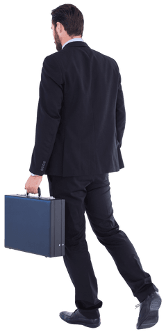 Transparent Businessman Walking with Briefcase from Behind - Download Free Stock Videos Pikwizard.com
