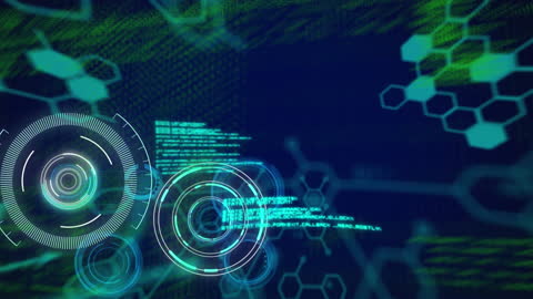 Futuristic Digital Interface with Abstract Data Elements