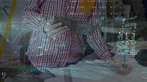 Businesswoman Working with Data Visualizations in Modern Office