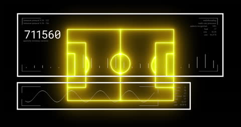 Neon Glowing Stadium with Digital Data Overlay