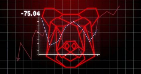 Futuristic bear market analysis with neon glow effect