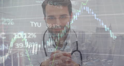Doctor Analyzing Digitized Financial Growth Trends