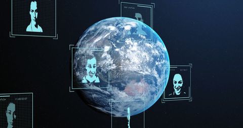 Biometric Data and Connectivity Around Earth Featuring Global Humans - Download Free Stock Images Pikwizard.com