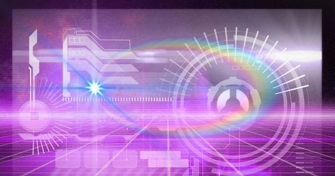 Abstract Digital Interface with Holographic Elements and Data Visualization