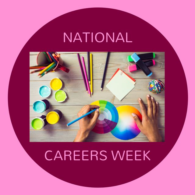 National Careers Week Graphic Designer Concept with Color Wheel - Download Free Stock Templates Pikwizard.com