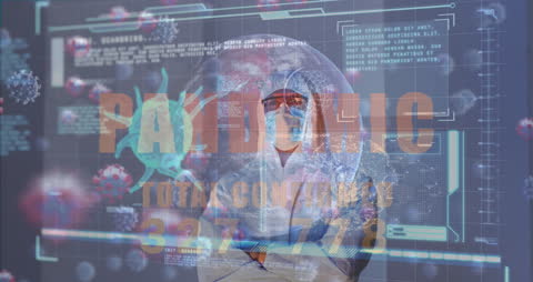 Healthcare Professional Inspects COVID-19 Data with Futuristic Interface