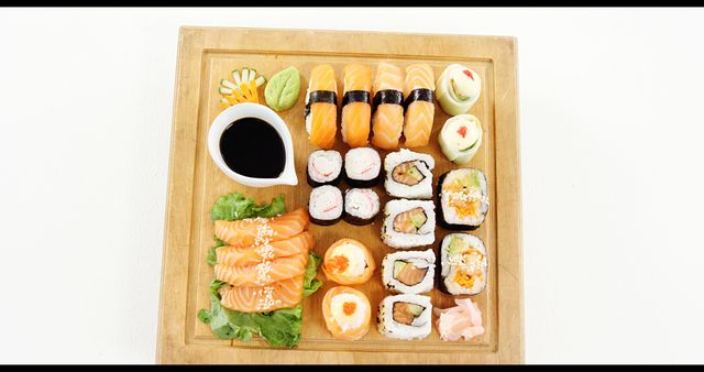 Assorted Fresh Sushi Platter with Soy Sauce Dip - Download Free Stock Images Pikwizard.com