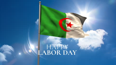 Algeria Flag Waving on Labor Day Celebration