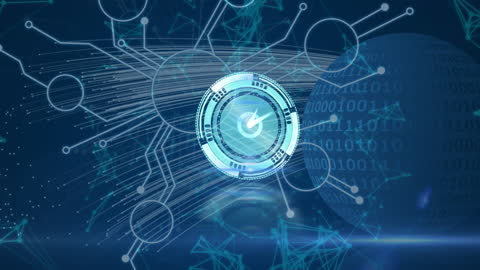 Futuristic Digital Clock Integration with Global Network and Data Technologies