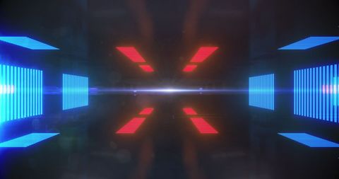 Hypnotic seamless blue and red glowing motion tunnel