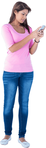 Full Length Transparent Woman Using Smartphone Relaxed Pose - Download Free Stock Videos Pikwizard.com