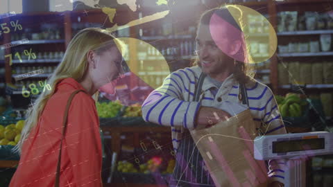 Greengrocer Serving Customer in Stylish Fresh Produce Store