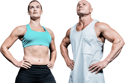 Confident Male and Female Athlete in Sportswear on Transparent Background