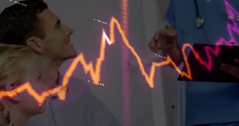 Family Healthcare Consultation with Pediatrician Analyzing Data