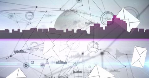 Global Networking and Data Exchange Concept with Cityscape - Download Free Stock Images Pikwizard.com