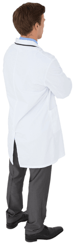 Transparent doctor with crossed arms wearing white coat