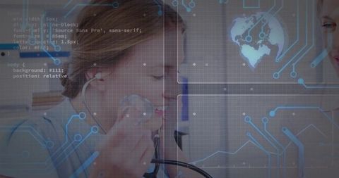 Doctor using advanced technology in medical examination with global connectivity concept