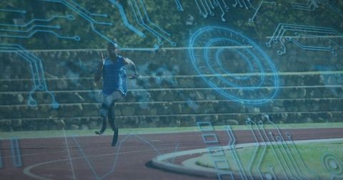 African american paralympic runner between data and technology