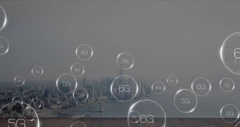 Futuristic Concept of 6G Technology Over Urban Skyline