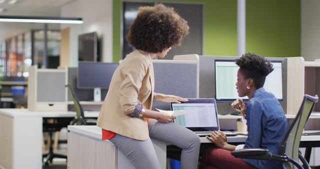 Casual Business Meeting Between African American Women in Modern Office - Download Free Stock Images Pikwizard.com