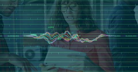 Collaborative Team Analyzing Digital Data Visualizations
