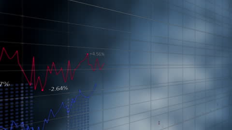 Dynamic Financial Data Charts Surging Against Blue Backdrop