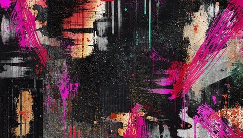 Dynamic abstract graffiti art with bold magenta strokes