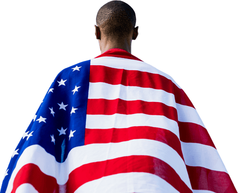 back view of man draped in us flag on transparent background - Download Free Stock Videos Pikwizard.com