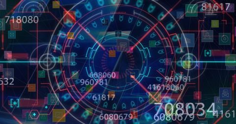 Futuristic Digital Interface with Vibrant Technology Icons - Download Free Stock Images Pikwizard.com