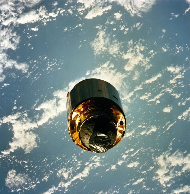 Fantastic image captures pivotal moment during STS-49 mission in May 1992, showing the INTELSAT VI satellite being redeployed. Highlights Endeavour's innovative achievements in space exploration and satellite technology. Excellent for educational materials about space exploration, NASA's missions, and advancements in communications technology. Ideal for websites, presentations, and publications related to space history.