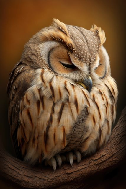 Close up of owl perched on tree branch, created using generative ai technology - Download Free Stock Photos Pikwizard.com