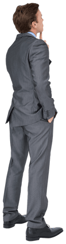 Thinking Caucasian Businessman on Transparent Background Looking Ahead