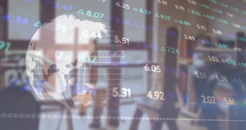 Global Finance and Education Concept with Data over Classroom