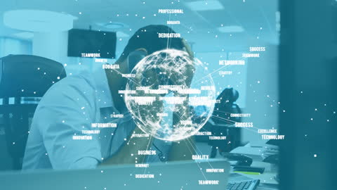 Overwhelmed Businessman Connected to Global Network