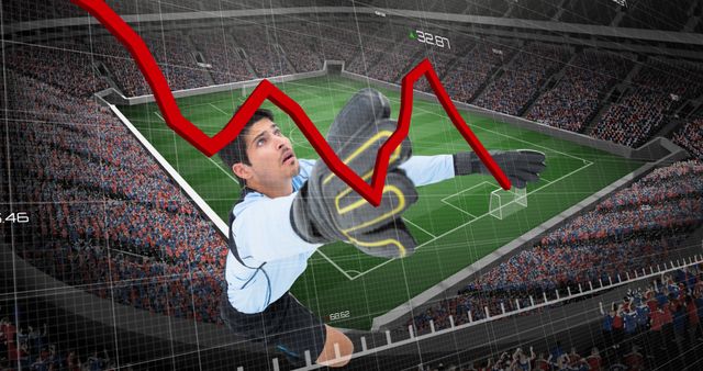 Goalkeeper Trying to Save Declining Graph Concept - Download Free Stock Images Pikwizard.com