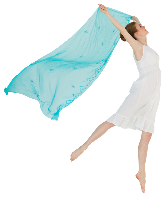 Full Length Transparent Image of Young Female Dancer with Blue Scarf - Download Free Stock Videos Pikwizard.com