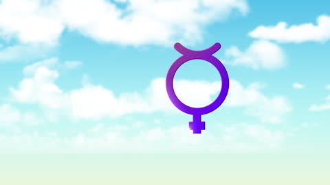 Non-Binary Symbol with Cloudy Sky Background Animation