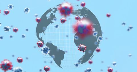 Floating macro covid-19 cells with global connectivity theme