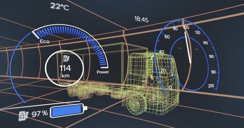 Electric Truck Concept with Futuristic Dashboard Interface