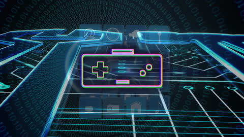 Futuristic Interface with Gamepad and Data Streams