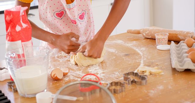 Child Kneading Dough in Kitchen for Baking Cookies - Download Free Stock Images Pikwizard.com