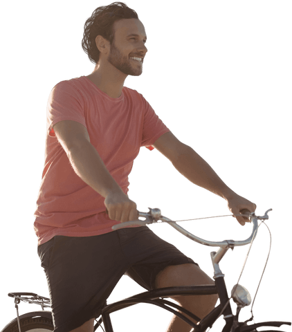 smiling man riding bicycle on transparent background - Download Free Stock Videos Pikwizard.com